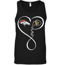 Load image into Gallery viewer, Denver Broncos Colorado Buffaloes love heart shirt