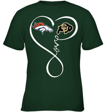 Load image into Gallery viewer, Denver Broncos Colorado Buffaloes love heart shirt