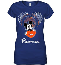 Load image into Gallery viewer, Mickey loves Denver Broncos fan shirt
