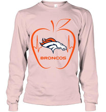Load image into Gallery viewer, Denver Broncos heartbeat teacher apple shirt
