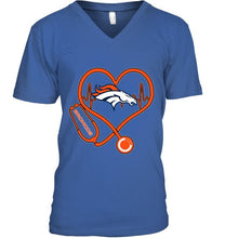 Load image into Gallery viewer, Denver Broncos nurse scope love heartbeat shirt