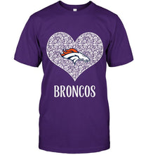 Load image into Gallery viewer, Denver Broncos heart floral pattern shirt