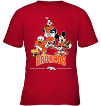 Load image into Gallery viewer, Denver Broncos mickey donald goofy fan shirt