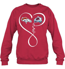 Load image into Gallery viewer, Denver Broncos Colorado Avalanche love heart shirt