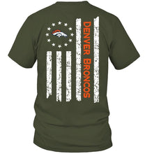 Load image into Gallery viewer, Denver Broncos star american flag on back shirt
