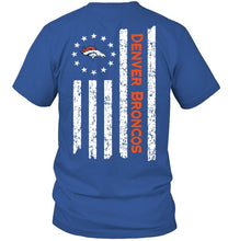 Load image into Gallery viewer, Denver Broncos star american flag on back shirt