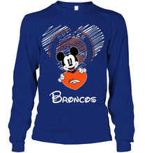 Load image into Gallery viewer, Mickey loves Denver Broncos fan hoodie