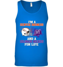 Load image into Gallery viewer, i'm a Denver Bronco and a Colorado Rockie for life shirt