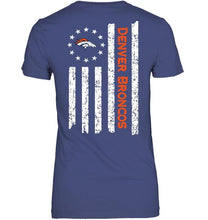 Load image into Gallery viewer, Denver Broncos star american flag on back shirt