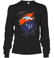 Load image into Gallery viewer, Denver Broncos and Colorado Rockies layer under ripped shirt