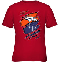 Load image into Gallery viewer, Denver Broncos and Colorado Rockies layer under ripped shirt