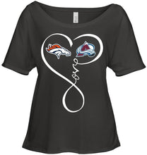 Load image into Gallery viewer, Denver Broncos Colorado Avalanche love heart shirt