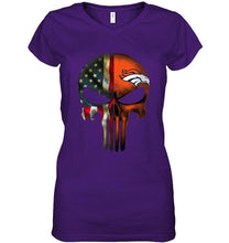 Load image into Gallery viewer, Denver Broncos skull american flag shirt