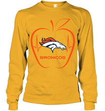 Load image into Gallery viewer, Denver Broncos heartbeat teacher apple shirt