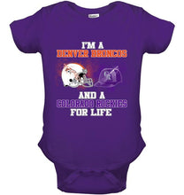 Load image into Gallery viewer, i'm a Denver Bronco and a Colorado Rockie for life shirt