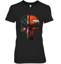 Load image into Gallery viewer, Denver Broncos skull american flag shirt
