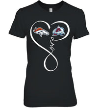 Load image into Gallery viewer, Denver Broncos Colorado Avalanche love heart shirt
