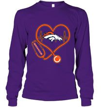 Load image into Gallery viewer, Denver Broncos nurse scope love heartbeat shirt