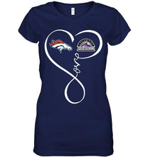 Load image into Gallery viewer, Denver Broncos Colorado Rockies love heart shirt