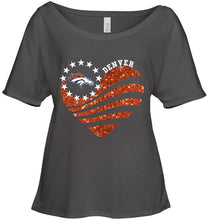 Load image into Gallery viewer, Denver Broncos glitter heart shirt