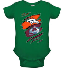 Load image into Gallery viewer, Denver Broncos and Colorado Avalanche layer under ripped shirt