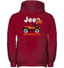 Load image into Gallery viewer, Jeep Denver Broncos fan hoodie