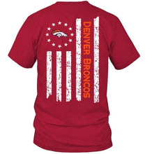 Load image into Gallery viewer, Denver Broncos star american flag on back shirt