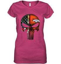 Load image into Gallery viewer, Denver Broncos skull american flag shirt