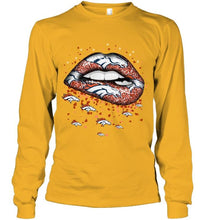Load image into Gallery viewer, Denver Broncos heart glitter pattern lips shirt