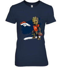Load image into Gallery viewer, Denver Broncos angry baby groot ripped shirt