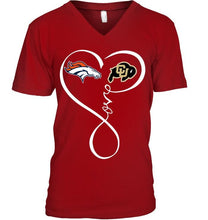Load image into Gallery viewer, Denver Broncos Colorado Buffaloes love heart shirt