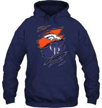 Load image into Gallery viewer, Denver Broncos and Colorado Rockies layer under ripped shirt