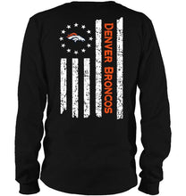 Load image into Gallery viewer, Denver Broncos star american flag on back shirt