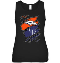 Load image into Gallery viewer, Denver Broncos and Colorado Rockies layer under ripped shirt