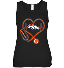 Load image into Gallery viewer, Denver Broncos nurse scope love heartbeat shirt