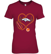 Load image into Gallery viewer, Denver Broncos nurse scope love heartbeat shirt