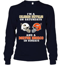 Load image into Gallery viewer, I'm Colorado Buffaloe on saturdays and Denver Bronco on sundays shirt
