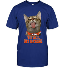 Load image into Gallery viewer, Denver Broncos cat to all my haters shirt
