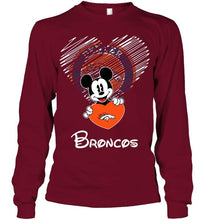 Load image into Gallery viewer, Mickey loves Denver Broncos fan shirt