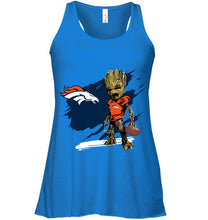 Load image into Gallery viewer, Denver Broncos angry baby groot ripped shirt