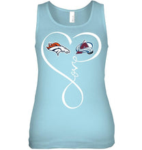 Load image into Gallery viewer, Denver Broncos Colorado Avalanche love heart shirt
