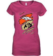 Load image into Gallery viewer, Denver Broncos and Colorado Buffaloes layer under ripped shirt