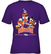 Load image into Gallery viewer, Denver Broncos mickey donald goofy fan shirt