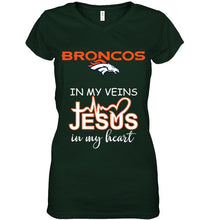 Load image into Gallery viewer, Denver Broncos in my veins jesus in my heart shirt