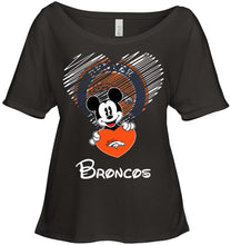 Load image into Gallery viewer, Mickey loves Denver Broncos fan shirt