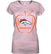 Load image into Gallery viewer, Denver Broncos heartbeat teacher apple shirt