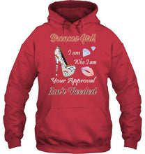 Load image into Gallery viewer, Broncos Girl I am who I am your approval isn't needed Denver Broncos fan high heel glittering shirt