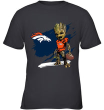 Load image into Gallery viewer, Denver Broncos angry baby groot ripped shirt
