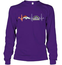 Load image into Gallery viewer, Denver Broncos Colorado Rockies heartbeat shirt