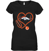 Load image into Gallery viewer, Denver Broncos nurse scope love heartbeat shirt